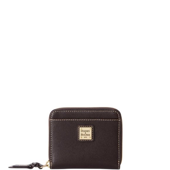 NWT- Dooney & Bourke Small Saffiano Zip Around Wallet, Brown Tmoro - Picture 6 of 8